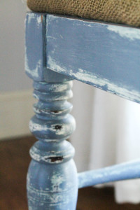 before and after coastal stool,before and after,painted furniture,painted stool,burlap seat upholstery,coastal painted piece,coastal painted furniture