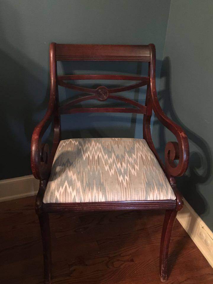 Before & After - Painted Armchair, painted furniture, red chair, painted chair,