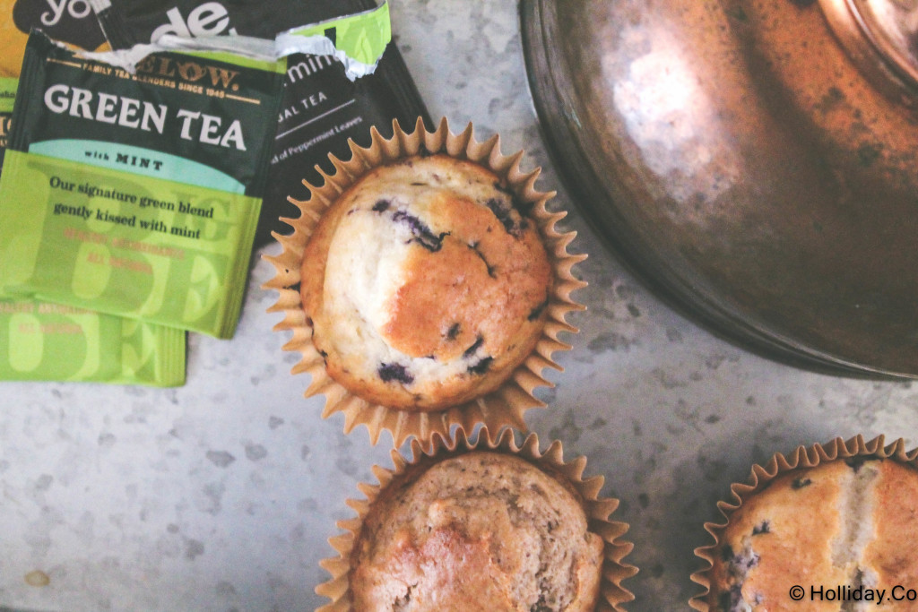 entertaining with a galvanized tray muffins and tea, tea, muffins, muffin, entertaining, hosting, what to feed guests