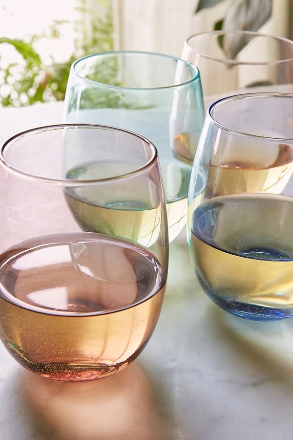 subtle shade stemless wine glass