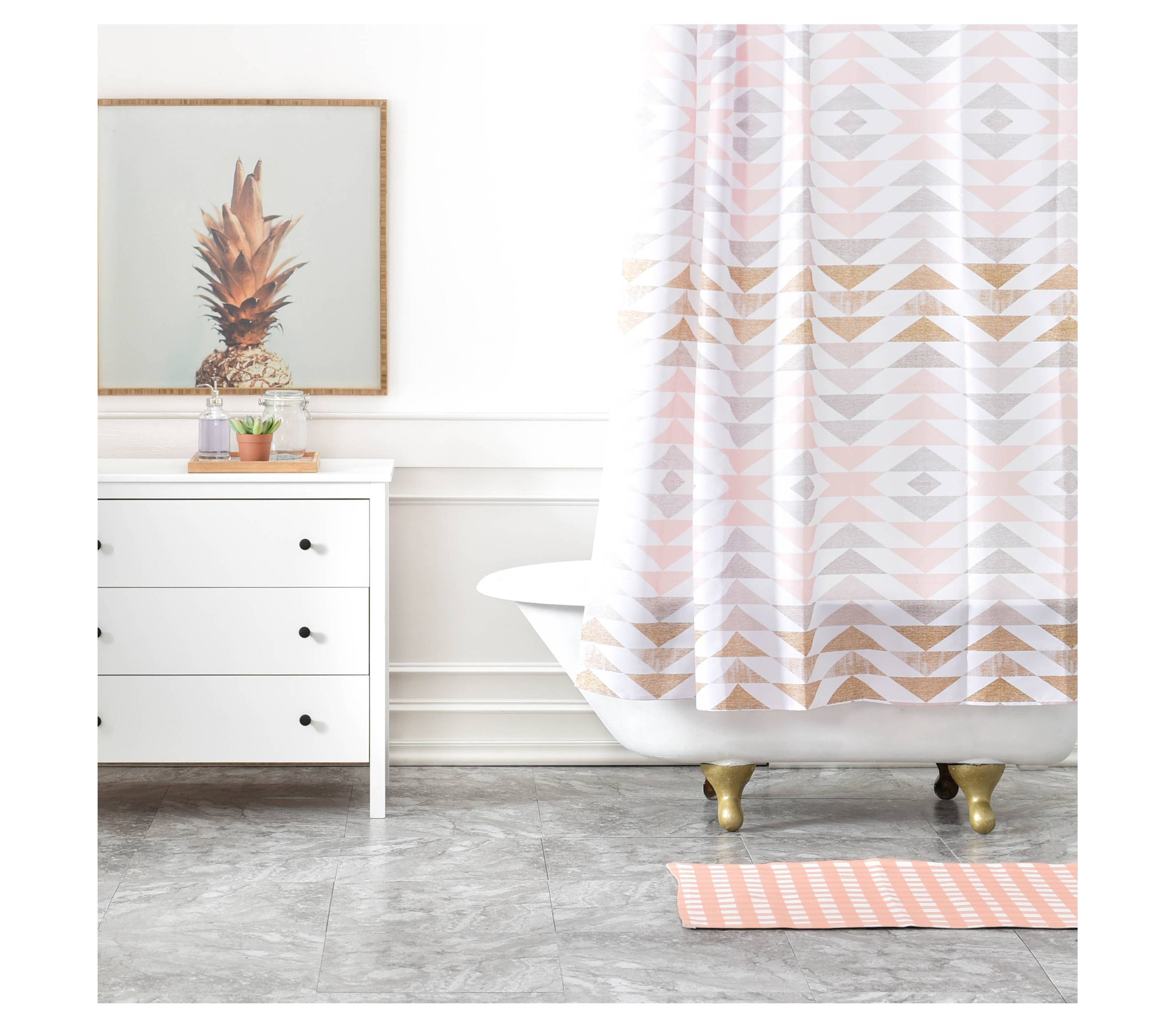 Georgiana Paraschiv Metallic Triangles Shower Curtain Gold