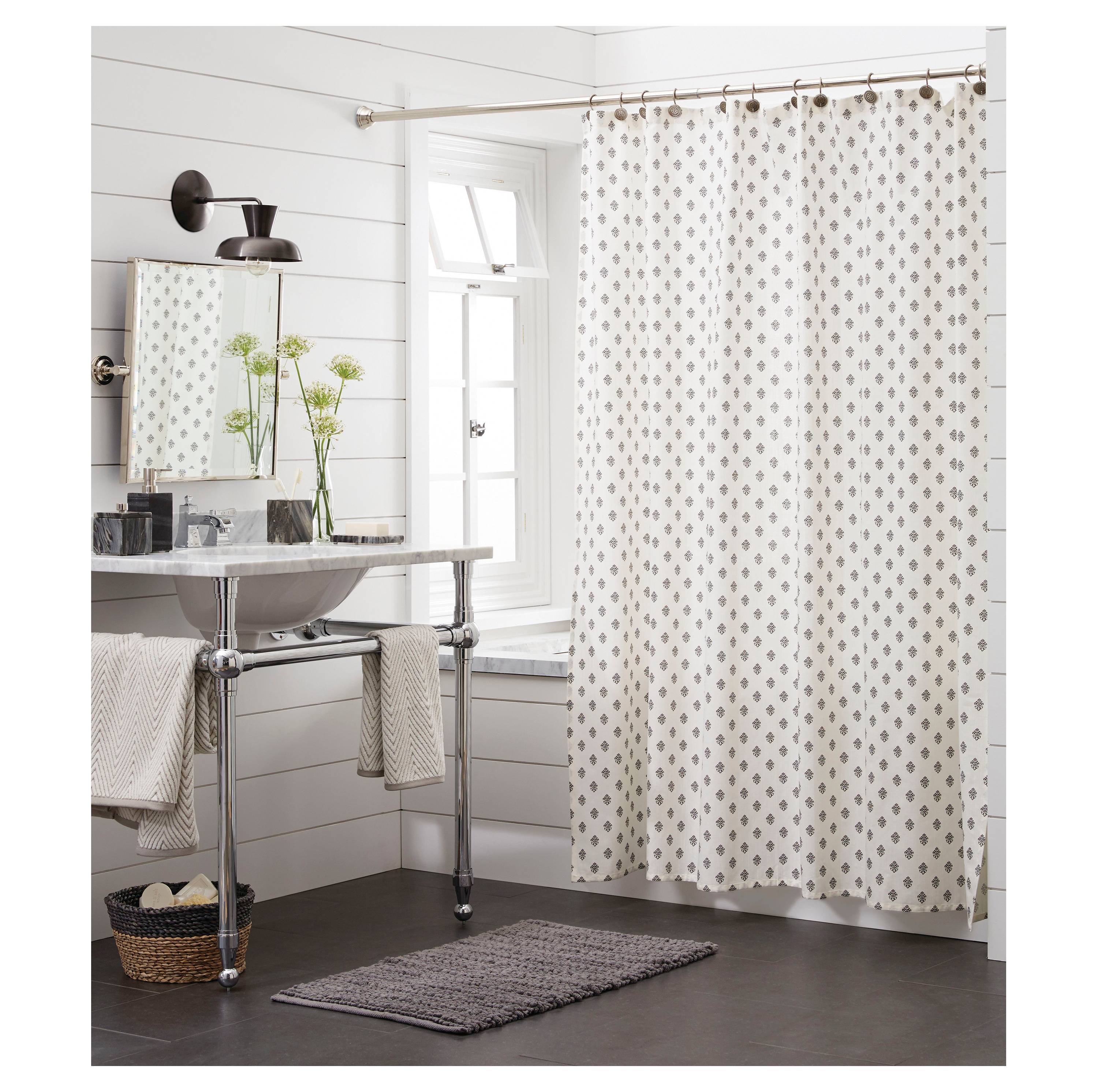 black and white floral shower curtain